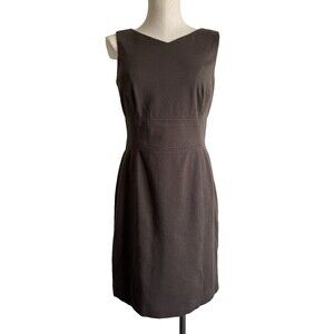 Talbots Brown Sleeveless Sheath Dress Size 8 Petite V-Neck Vintage